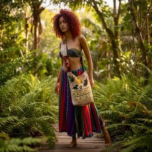 Hakuna Matata Crossbody Burlap Bag by Astral Rose Art